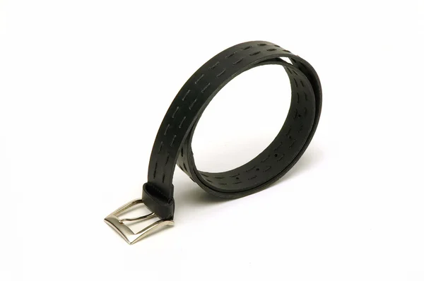 Cinturão preto do homem em um fundo branco — Fotografia de Stock