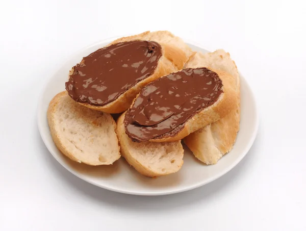 Delicious fresh hazelnut and chocolate spread sandwich — Stock Photo, Image
