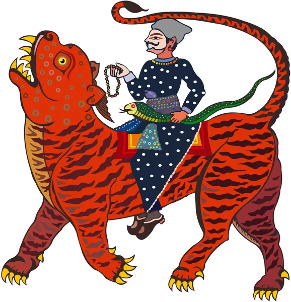 Jinete tigre indio — Vector de stock