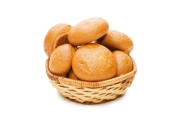 Rolls in a wattled basket isolated — Stock Photo, Image