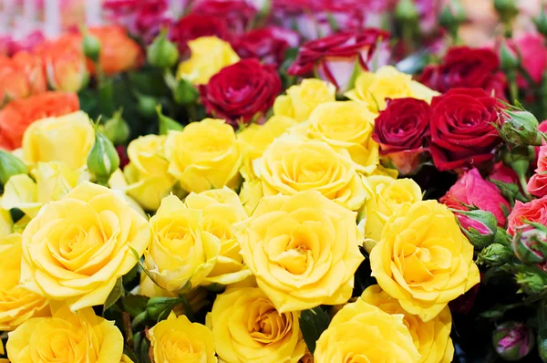 Ramo de rosas rojas y amarillas — Foto de Stock