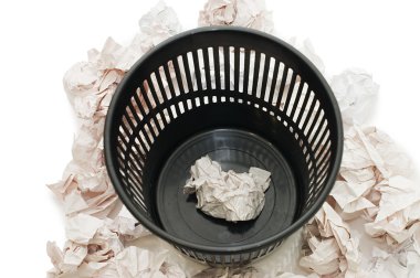 Basket for garbage isolated on the white clipart