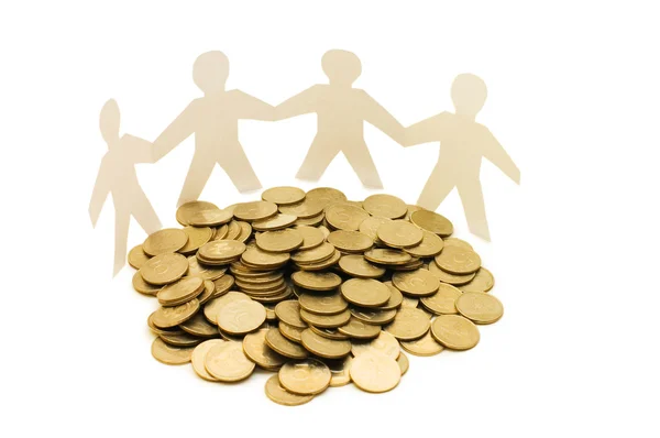 Paper little men with money — Stock Photo, Image