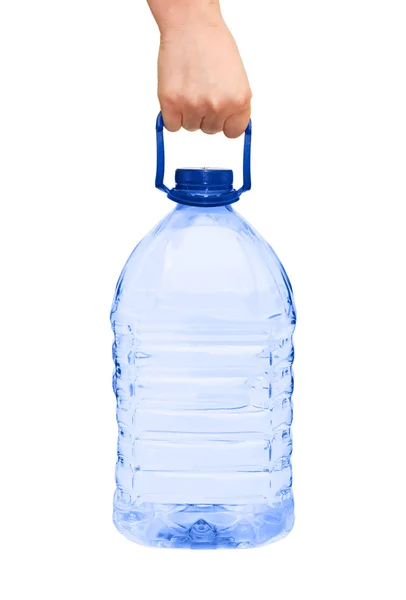 Mano con bottiglia di acqua isolata — Foto Stock