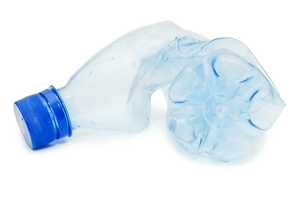 A gyűrött műanyag palack elszigetelt — Stock Fotó