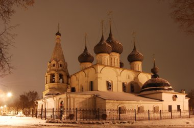 Church in Yaroslavl at night clipart