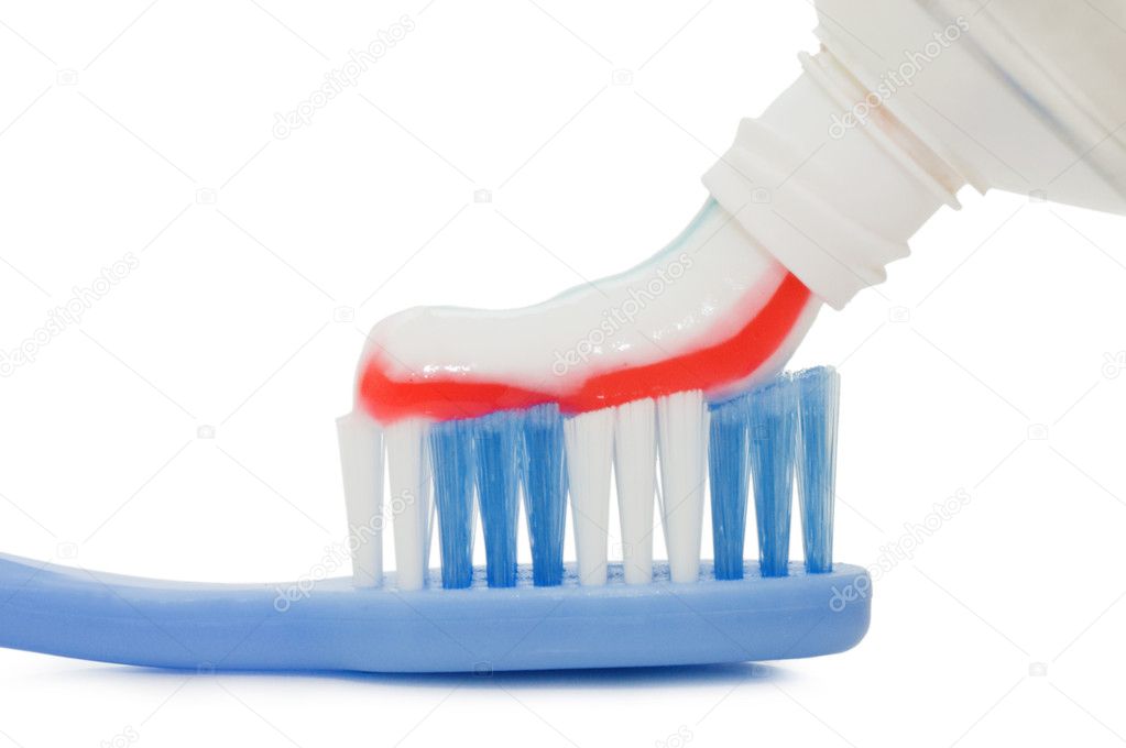 Tooth-brush and paste isolated