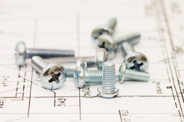 Stainless steel screws on projects clipart