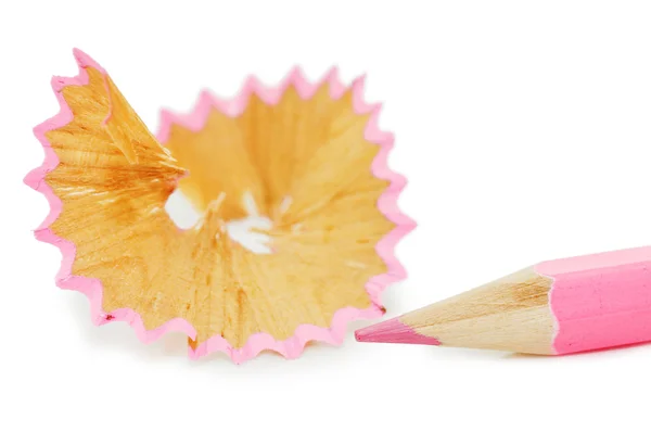 The ground pink pencil over white — Stock Photo, Image