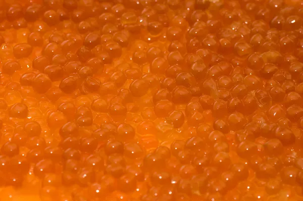 Nahaufnahme von rotem Kaviar Hintergrund — Stockfoto