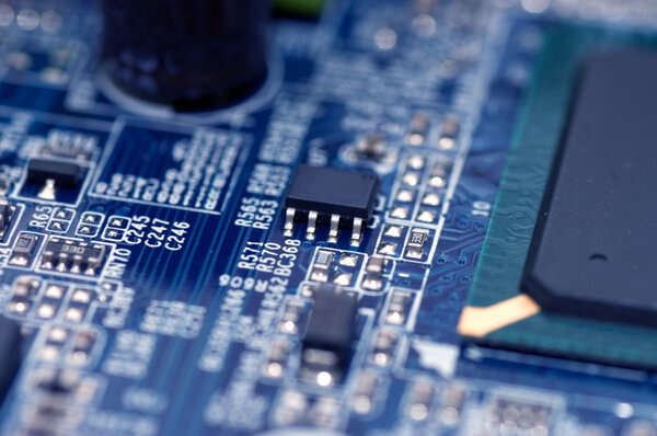 Closeup texture of integrated circuit