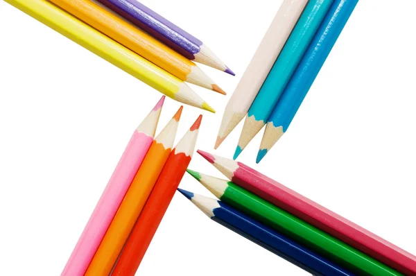 Färg pennor isolerad på vit — Stockfoto