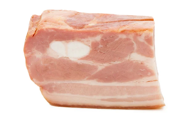 Piece of raw fat Bacon on white — Stock Photo, Image