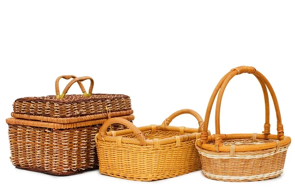 Wattled basket isolated on white — Stock Photo, Image