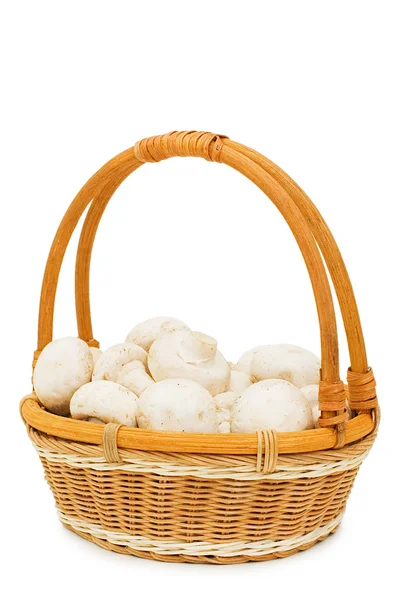 Wattled basket with field mushrooms — Stock Photo, Image