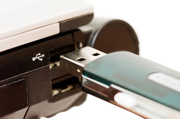 USB birden parlamak götürmek içinde bilgisayar — Stok fotoğraf