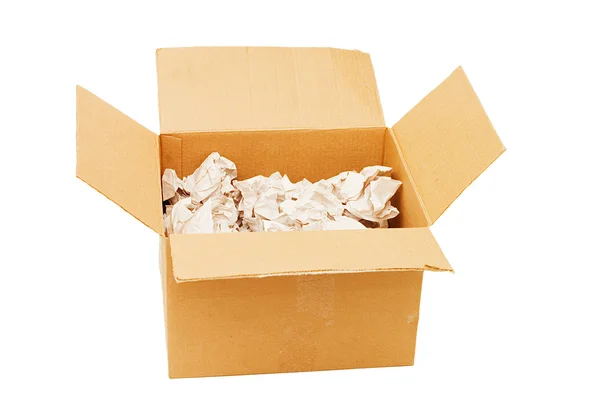 Κουτί με σκουπίδια που απομονώνονται σε λευκό — Φωτογραφία Αρχείου