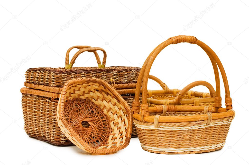Wattled basket isolated on white