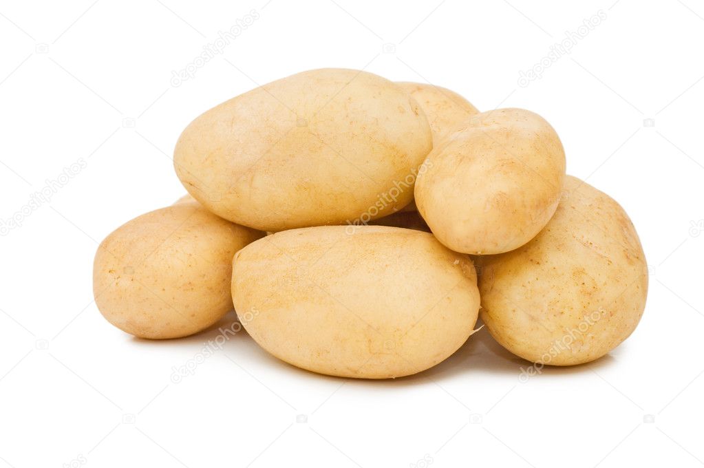 Bunch of potatoes on white