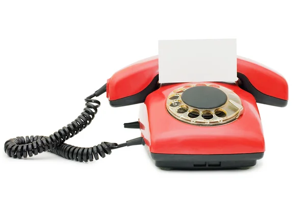 孤立在白色的红色老电话 — 图库照片