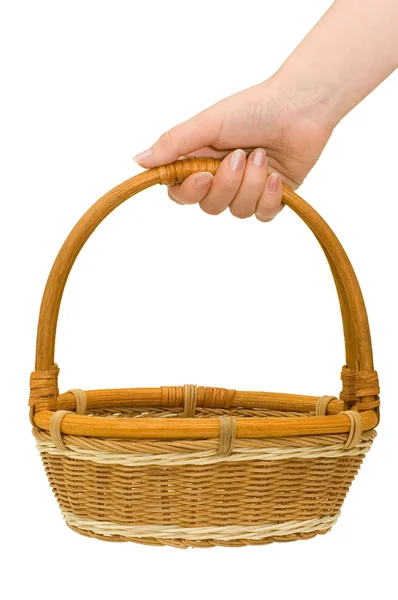 Wicker basket isolated on white — Stock Photo, Image