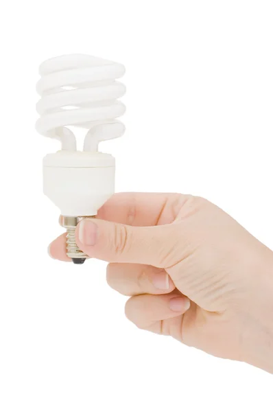 De hand houdt een lamp — Stockfoto