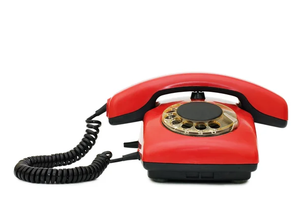 흰색 절연 빨간 오래 된 전화 — 스톡 사진