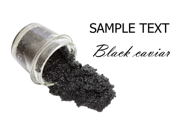 Černý kaviár do sklenic na bílé — Stock fotografie