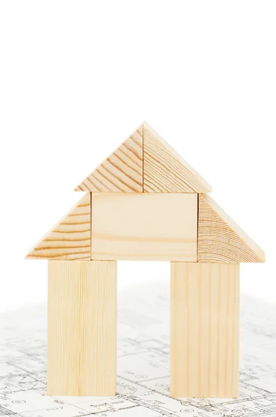 Modell des Holzhauses im Projekt — Stockfoto