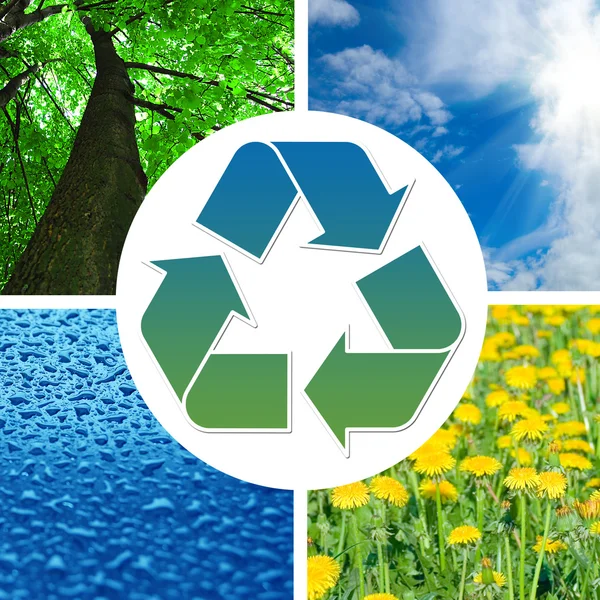 Recycling sign with images of nature — Stock Photo, Image
