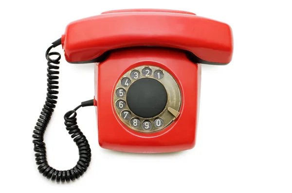 Red old telephone isolated on white — Stock Photo, Image
