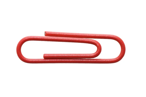 Red paper clip isolated on white background — Stock Photo, Image