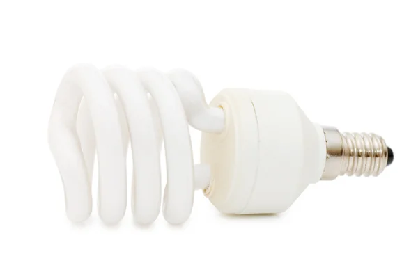 Lâmpada de poupança de energia isolada no branco — Fotografia de Stock