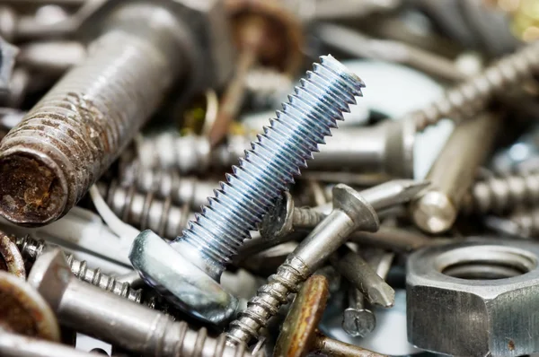 New and old metal screw close up — Stock Photo, Image