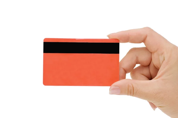 Kreditkort i en kvinnlig hand — Stockfoto