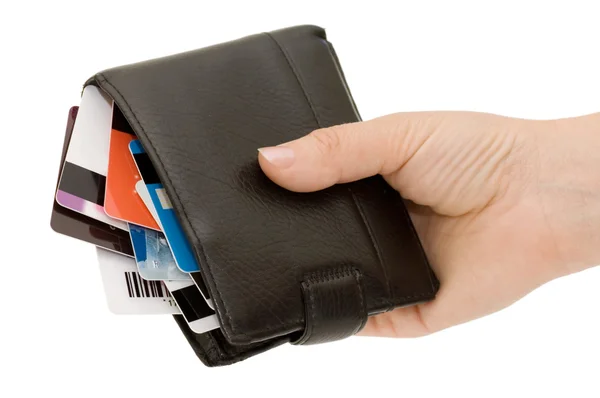Πιστωτική κάρτα σε ένα πορτοφόλι — Φωτογραφία Αρχείου