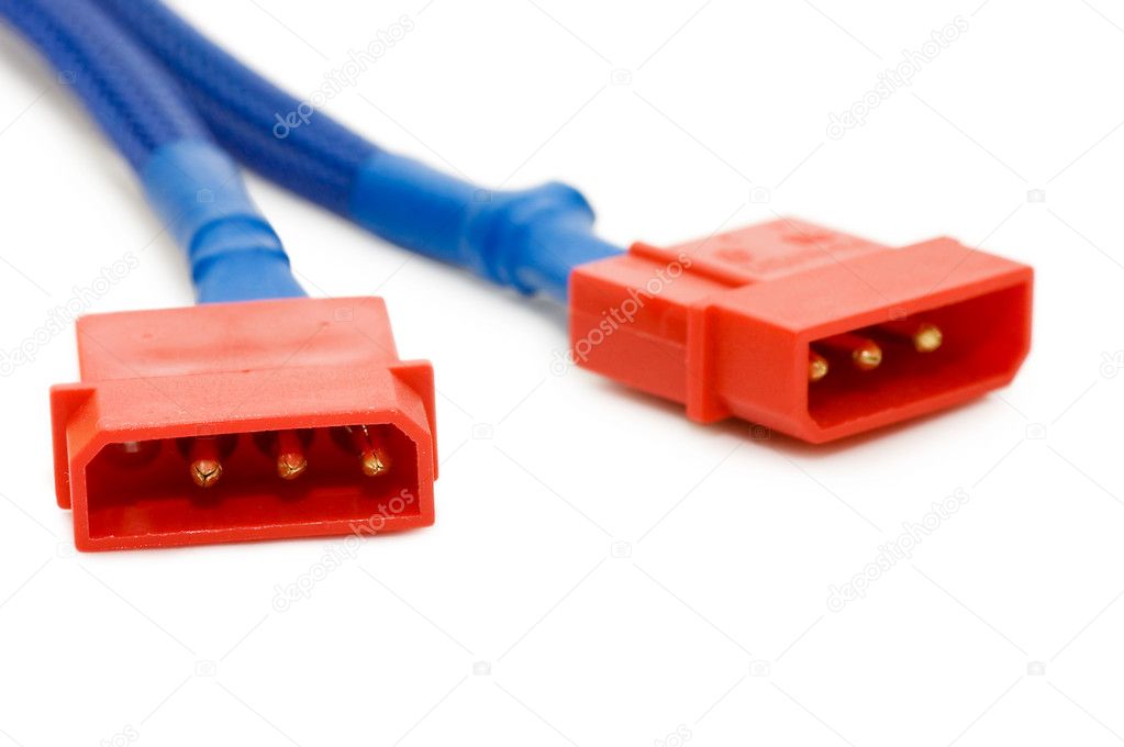 Computer cables isolated on white background
