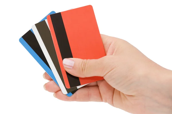 여성의 손에 신용 카드 — 스톡 사진