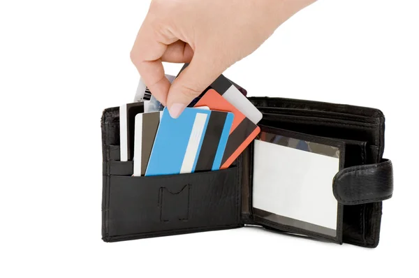 Cartão de crédito em uma bolsa — Fotografia de Stock