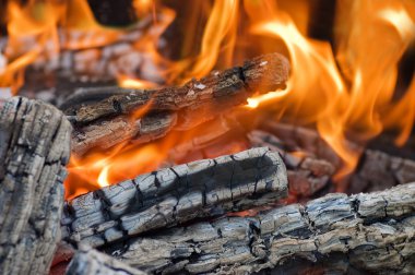 Very hot campfire close up clipart
