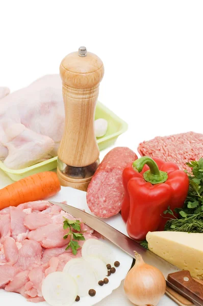 Carne fresca e diferentes componentes — Fotografia de Stock