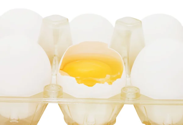 Eggbox isolerad på vit bakgrund — Stockfoto