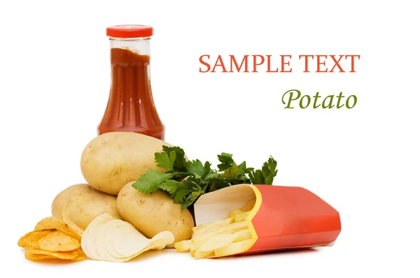 Kartoffelchips mit Sauce — Stockfoto
