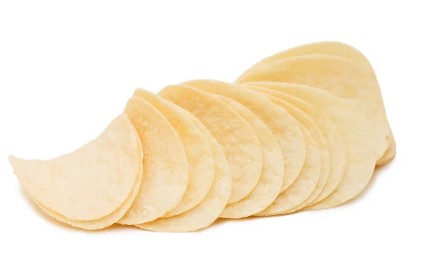 Chipsy ziemniaczane izolowane na białym tle — Zdjęcie stockowe