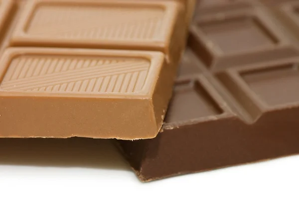 Dark chocolate block isolated over white — Stock Photo, Image