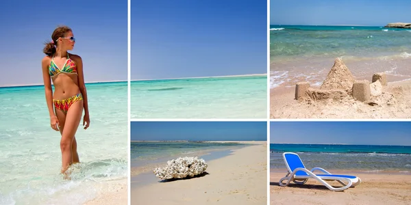 Descansa en una playa. Un collage — Foto de Stock