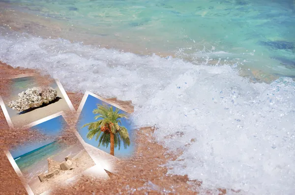 Tropischer Strand Thema Collage aus wenigen Fotos — Stockfoto