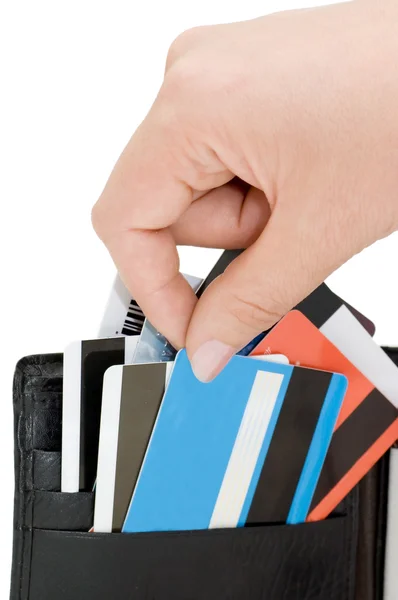 Cartão de crédito em uma bolsa — Fotografia de Stock