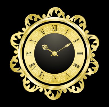 Vintage golden clock clipart