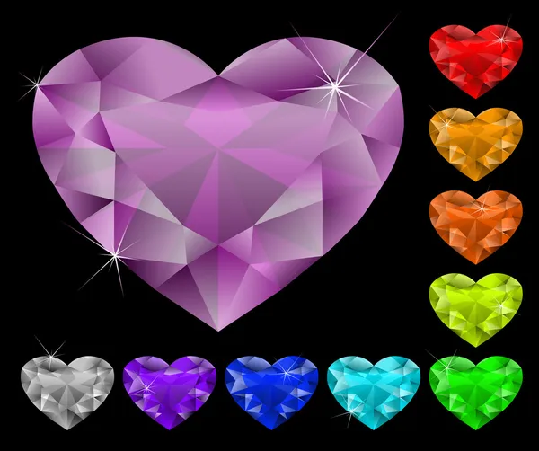 Hjärtat diamanter set — Stock vektor